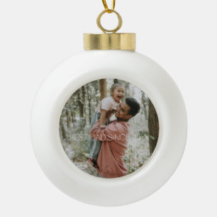 Minimal One Photo Ceramic Ball Christmas Ornament