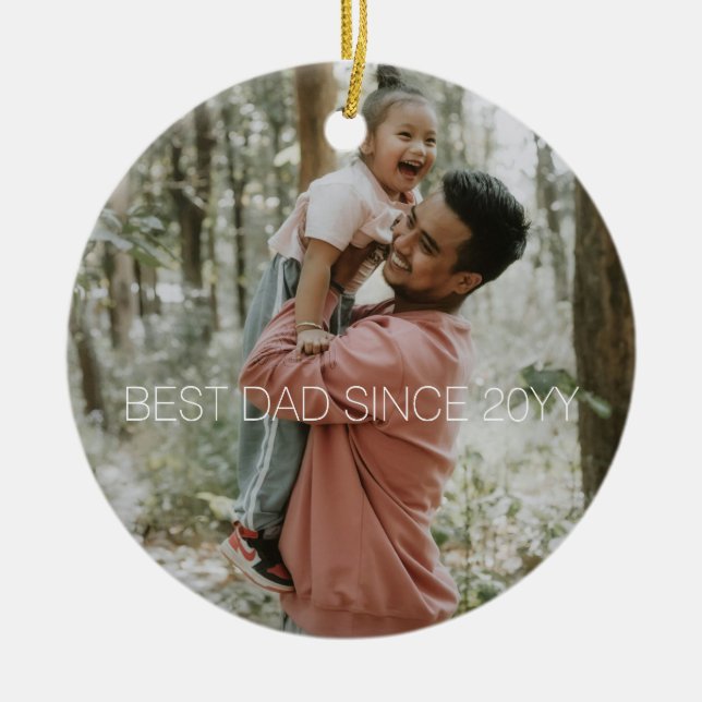 Minimal One Photo  Ceramic Tree Decoration (Front)
