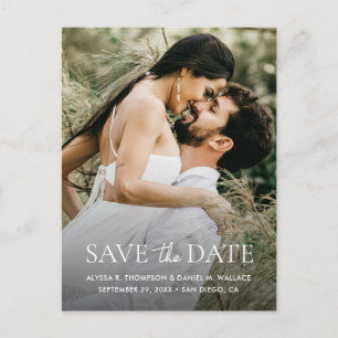 Minimal One Photo Modern QR code wedding website Postcard
