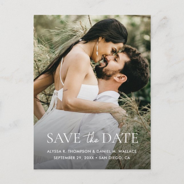 Minimal One Photo Modern QR code wedding website Postcard (Front)