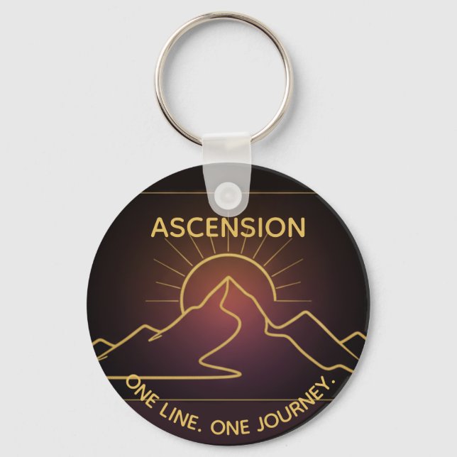 Minimal One-Stroke Mountain Ridge | Sunrise Line Key Ring (Front)