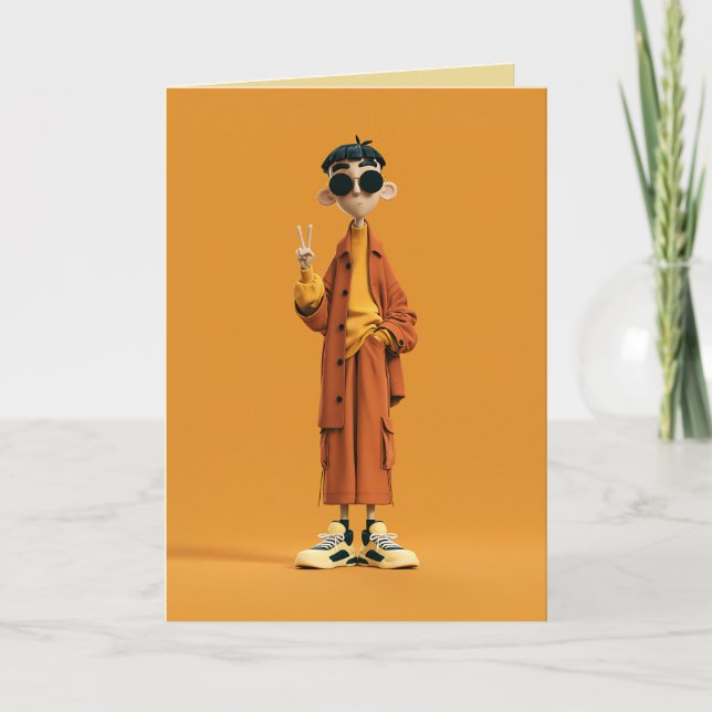 Minimal Orange Aesthetic – Stylish 3D Character Card (Front)