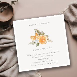 Minimal Orange Boho Botanical Bridal Shower Invite