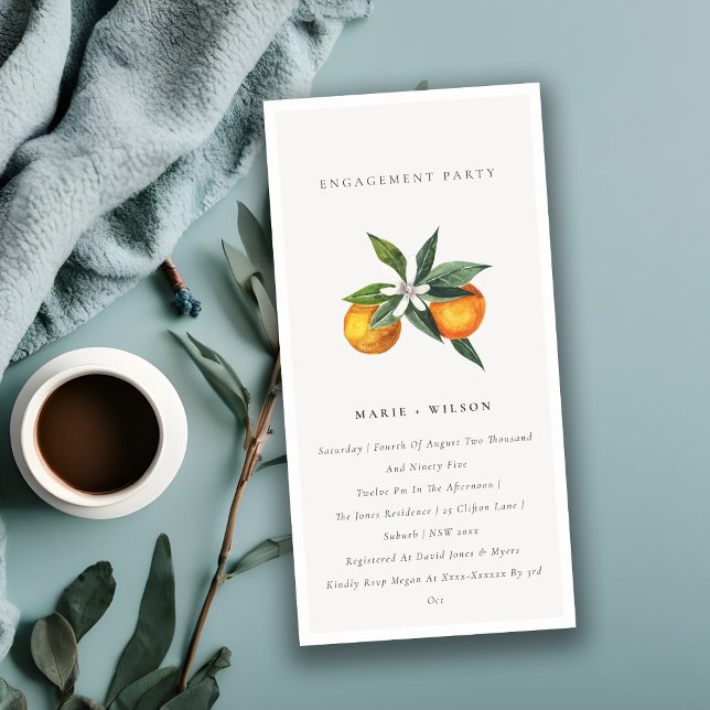 Minimal Orange Boho Botanical Engagement Invite (Creator Uploaded)