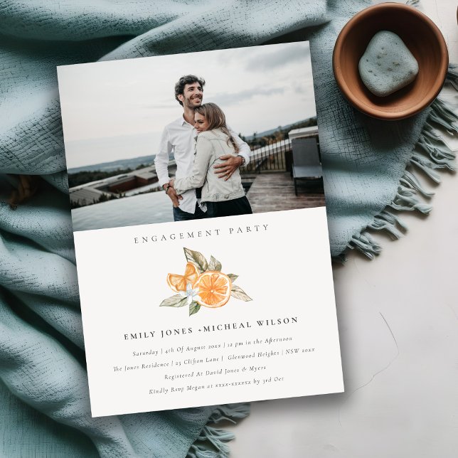 Minimal Orange Boho Fauna Photo Engagement Invite (Creator Uploaded)