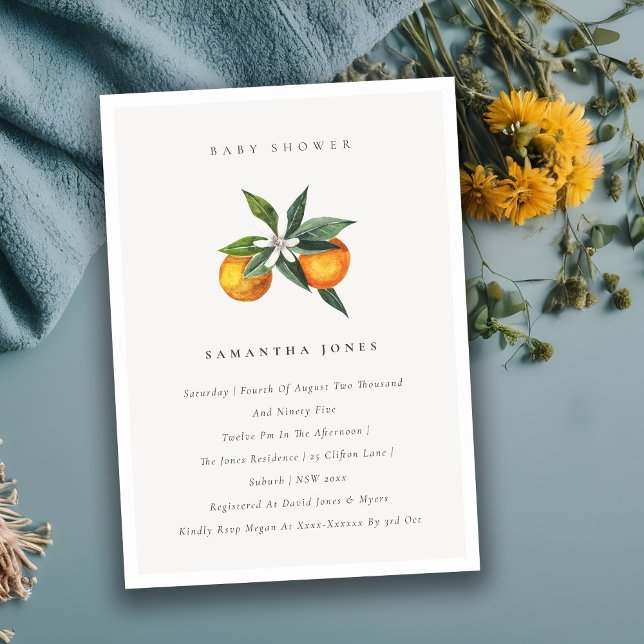 Minimal Orange Botanical Boho Baby Shower Invite (Creator Uploaded)