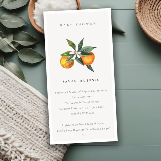 Minimal Orange Botanical Boho Baby Shower Invite (Creator Uploaded)