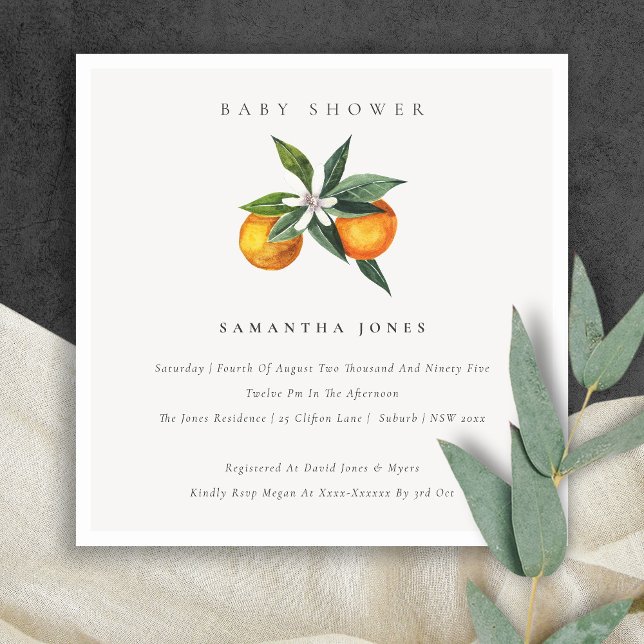 Minimal Orange Botanical Boho Baby Shower Invite (Creator Uploaded)
