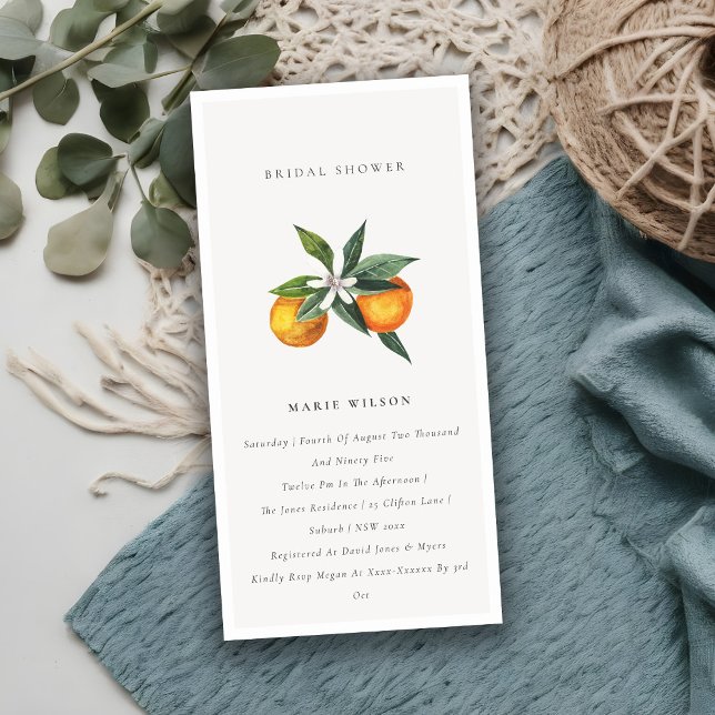 Minimal Orange Botanical Boho Bridal Shower Invite (Creator Uploaded)