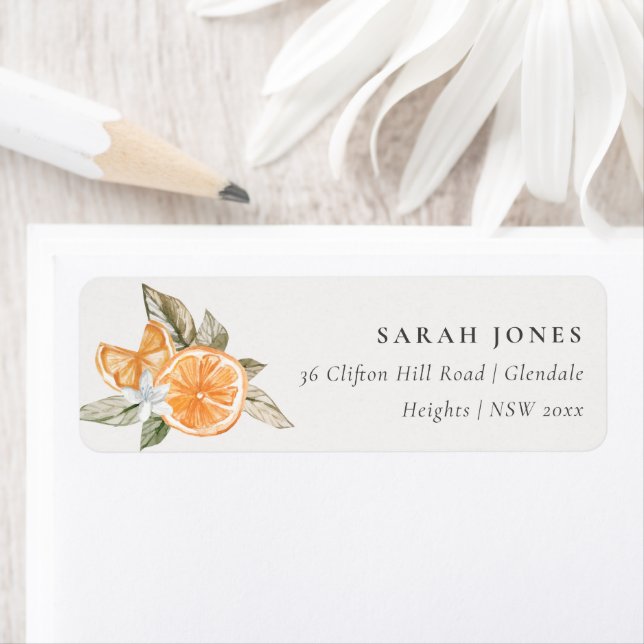 Minimal Orange Botanical Boho Foliage Address (Insitu)