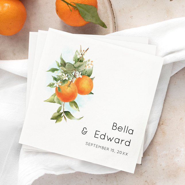 Minimal Orange Botanical Boho Wedding Napkin (Creator Uploaded)