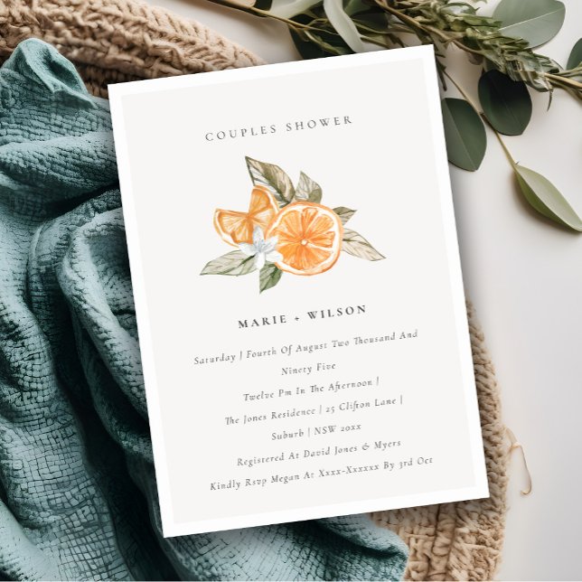 Minimal Orange Botanical Couples Shower Invite (Creator Uploaded)