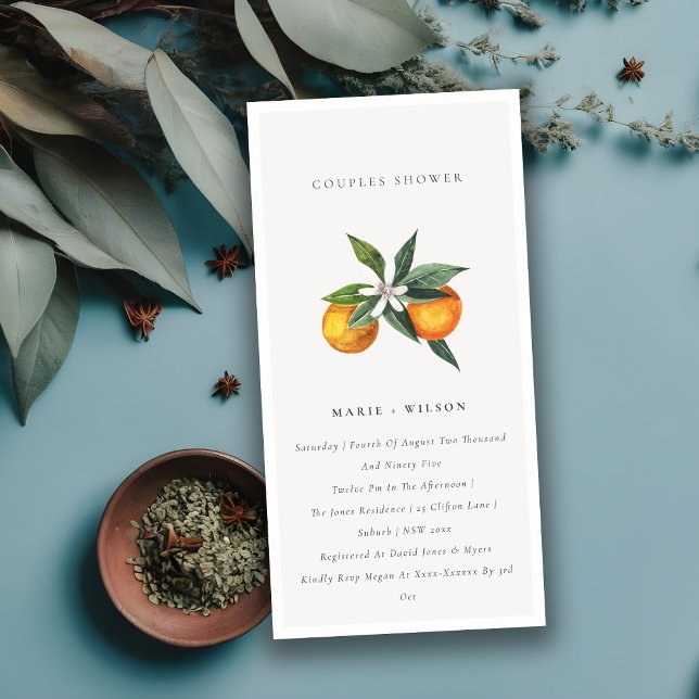Minimal Orange Botanical Couples Shower Invite (Creator Uploaded)