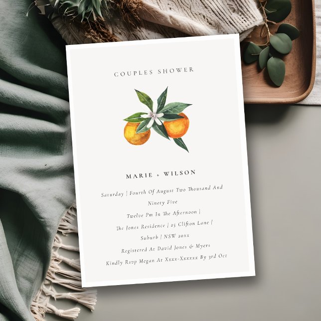 Minimal Orange Botanical Couples Shower Invite (Creator Uploaded)