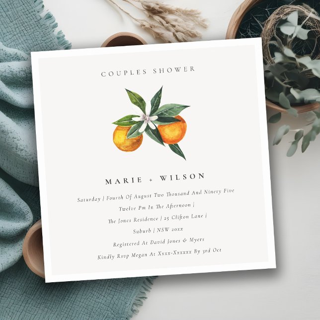 Minimal Orange Botanical Couples Shower Invite (Creator Uploaded)