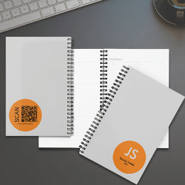 Minimal Orange Dot Initials Grey Appointment Planner