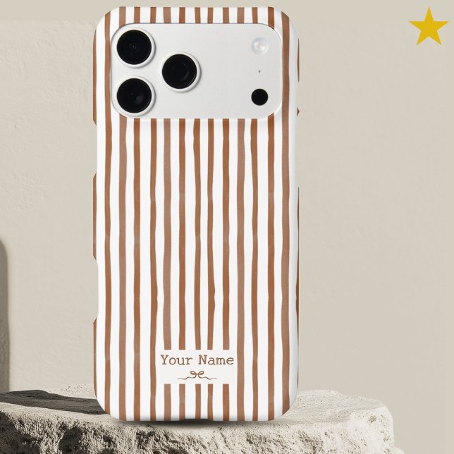 Minimal Orange Striped Watercolor Custom Name Bow (Creator Uploaded)