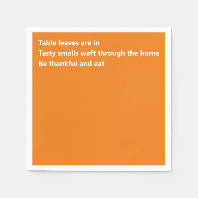 Minimal Orange Thanksgiving Modern Thankful Poem Napkin (Front)