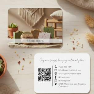 Minimal Organic Handmade Soap Brand QR Code Photo Business Card