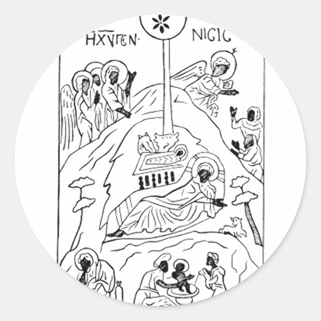 Minimal Orthodox Nativity scene Classic Round Sticker (Front)