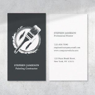 Minimal Painter & Decorator Charcoal Grey White  Business Card
