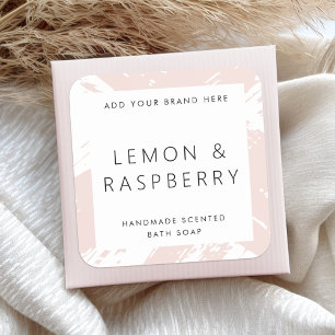Minimal pale blush pink bushstrokes product label