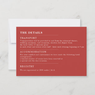 Minimal Pale carmine Wedding Details Invitation