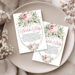 Minimal Pale Pink Flowers Gold Book Request Enclosure Card