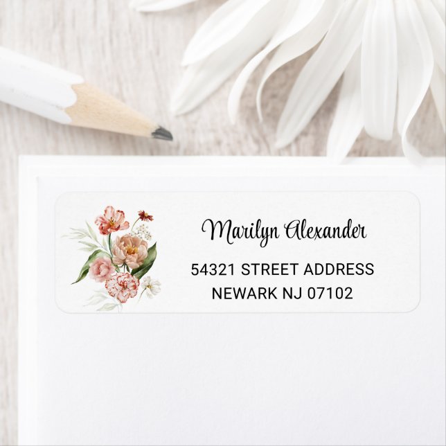 Minimal Pale Pink Still Life Floral Return Address (Insitu)