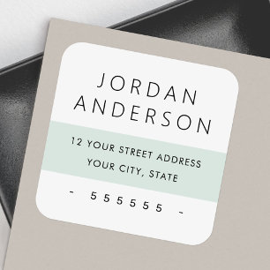 Minimal pale sea green colour block return address square sticker