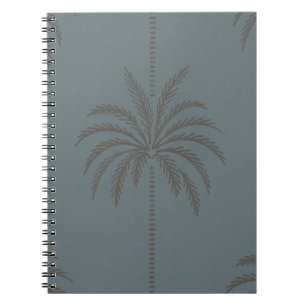 Minimal Palm Tree Pattern Blue Grey Tropical Notebook
