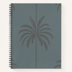 Minimal Palm Tree Pattern Blue Grey Tropical  Notebook