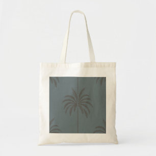 Minimal Palm Tree Pattern Blue Grey Tropical Tote Bag