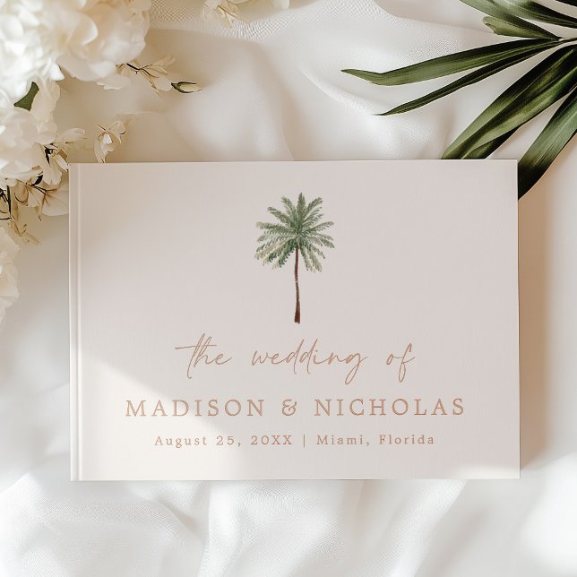 Minimal Palm Tree Photo Wedding Guest Book (Creator Uploaded)