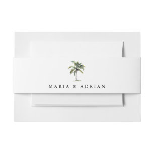 Minimal Palm Tree Tropical Beach Invitation Belly Band