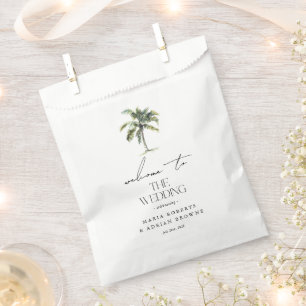 Minimal Palm Tree Tropical Beach Wedding Welcome  Favour Bags