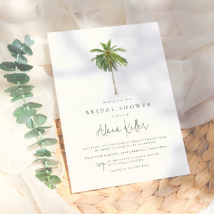 Minimal Palm Tree Tropical Boho Bridal Shower Invitation