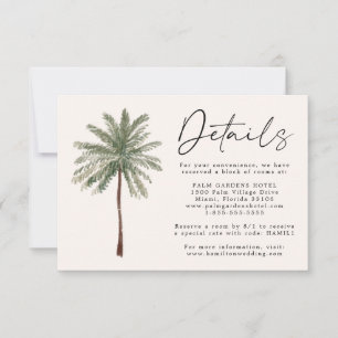 Minimal Palm Tree Wedding Details Card