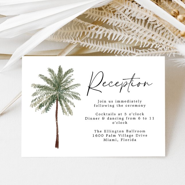 Minimal Palm Tree Wedding Reception Enclosure Card (Creator Uploaded)