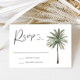Minimal Palm Tree Wedding RSVP Card