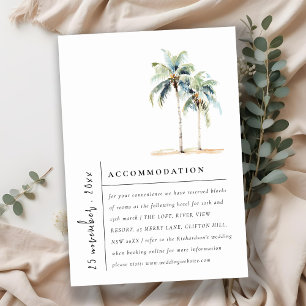 Minimal Palm Trees Tropical Wedding Accomodation Enclosure Card
