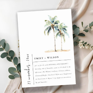 Minimal Palm Trees Tropical Wedding Anniversary Invitation