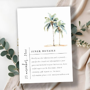 Minimal Palm Trees Tropical Wedding Details Enclosure Card