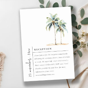 Minimal Palm Trees Tropical Wedding Reception Enclosure Card
