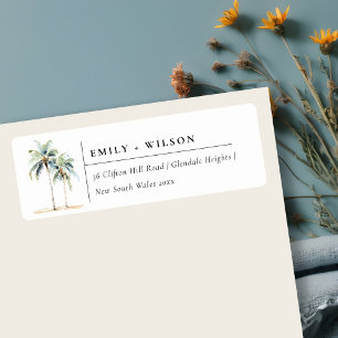 Minimal Palm Trees Watercolor Tropical Address