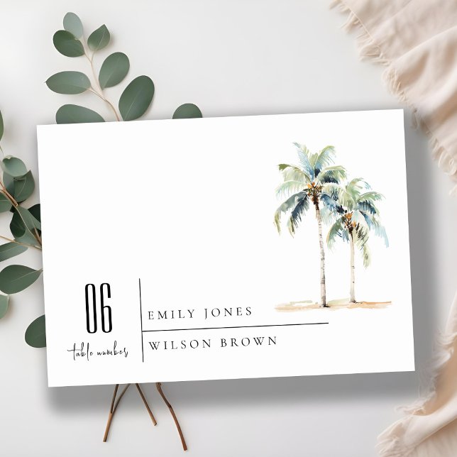 Minimal Palm Trees Watercolor Tropical Wedding Invitation (Creator Uploaded)