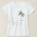 Minimal Palm Trees Watercolor Tropical Wedding T-Shirt<br><div class="desc">For any further customisation or any other matching items,  please feel free to contact me at yellowfebstudio@gmail.com</div>
