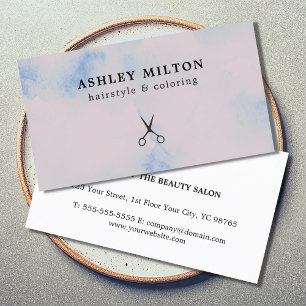 Minimal Pastel Black Scissors Hair Stylist Business Card