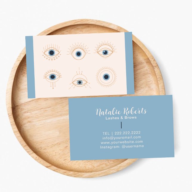 Minimal Pastel Blue & Pink Eyelashes Beauty Salon  Business Card (Creator Uploaded)