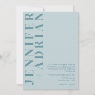 Minimal Pastel Blue wedding invitation card
